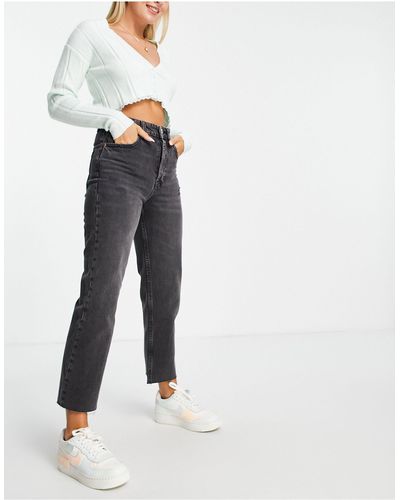 Pull&Bear – jeans mit geradem, kurzem schnitt - Weiß