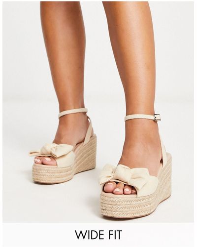 ASOS Wide Fit Trisha Bow Detail Espadrille Wedges - White