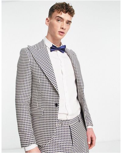 Twisted Tailor Leach Jacquard Suit Jacket - White