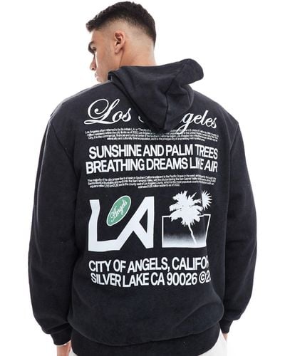 ASOS Oversized Hoodie With Los Angeles Text Print - Black