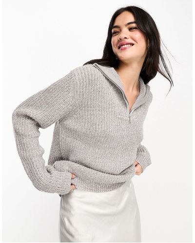 Brave Soul Miley - maglione con zip corta - Bianco