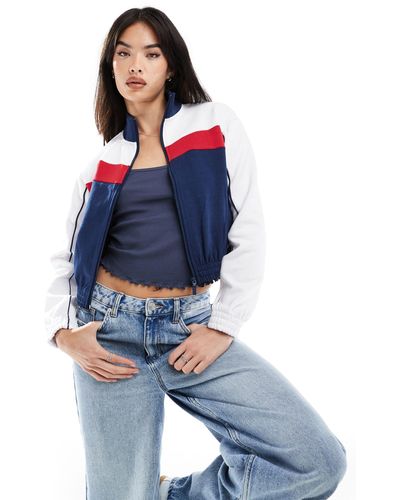 Cotton On Retro Sporty Cropped Zip Through - Blue