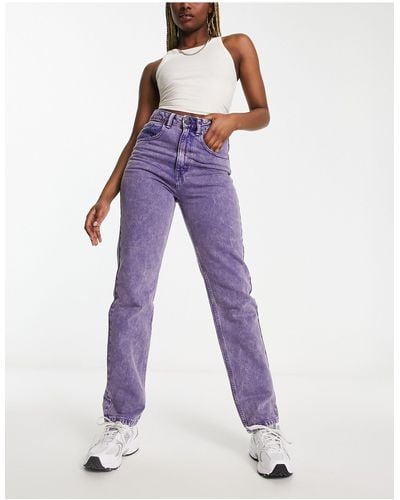 WÅVEN Super High Waist Straight Leg Jeans - Purple