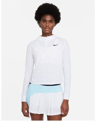 Nike Nike Tennis Victory Dri-fit Long Sleeve Half-zip Top - White