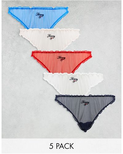Tommy Hilfiger – 5er-pack mehrfarbige slips im bikini-stil - Grau