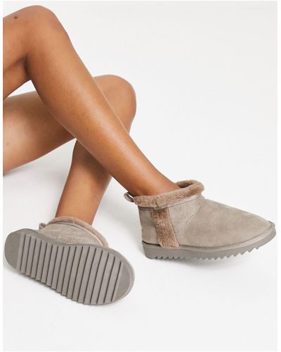 ASOS Zuric - chaussons bottes - taupe - Blanc