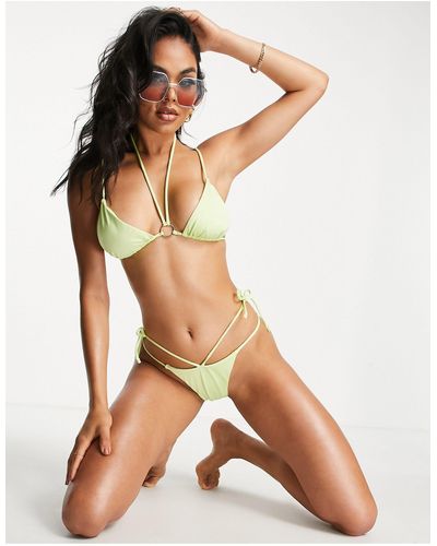 NA-KD X zoe pastelle - slip bikini con laccetti verde con dettaglio ad anello - Arancione