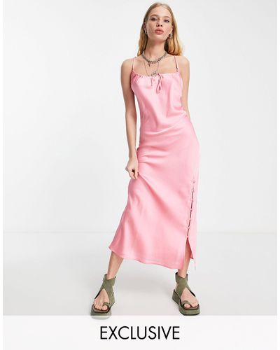 Reclaimed (vintage) Inspired Midi Cami Dress - Pink