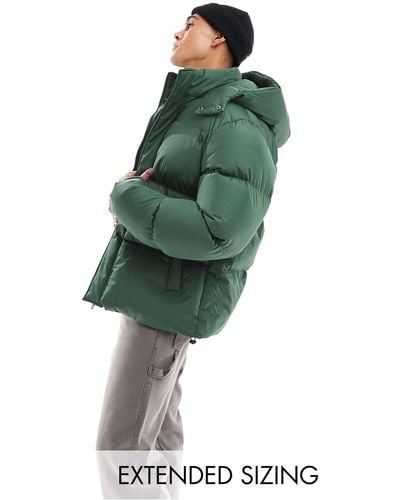 ASOS Shower Resistant Puffer Jacket With Detachable Hood - Green