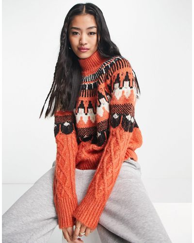 Vero Moda Fairisle Knitted Sweater - Red