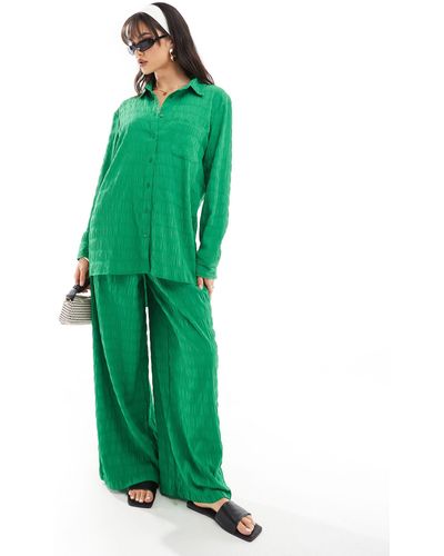 esmé studios Esmee Textured Long Sleeve Beach Shirt Co-ord - Green
