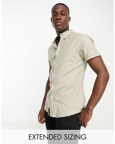 ASOS Slim-fit Oxford Overhemd - Naturel