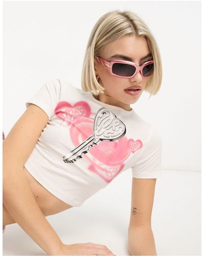 ASOS – eckige, mittelgroße sonnenbrille im stil der 90er - Pink