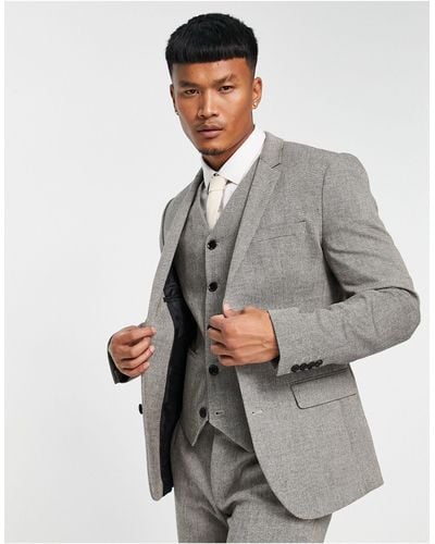 ASOS – sehr enge tweed-anzugjacke aus wollmischung - Grau