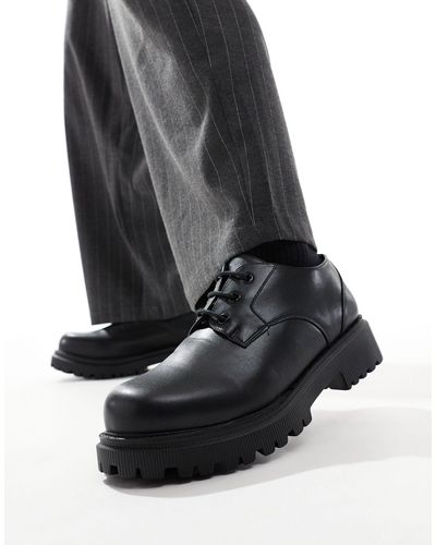 London Rebel Chaussures à lacets avec semelle crantée chunky - mat - Noir