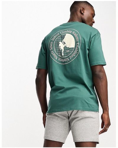 SELECTED T-shirt oversize en coton mélangé avec imprimé outdoor au dos - Vert