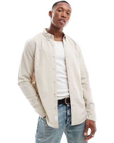 Hollister – langärmliges hemd aus dobby-stoff - Weiß
