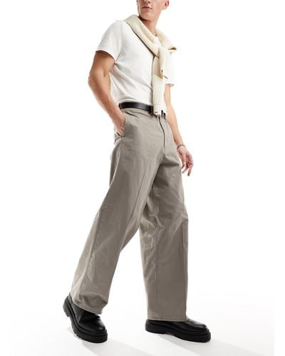 Weekday Astro - pantaloni larghi a fondo ampio beige scuro - Neutro