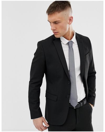 New Look – e anzugjacke mit schmaler passform - Schwarz
