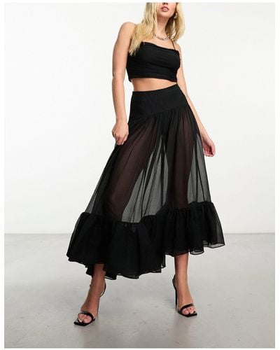 & Other Stories Full Maxi Skirt With Tiered Hem - Black
