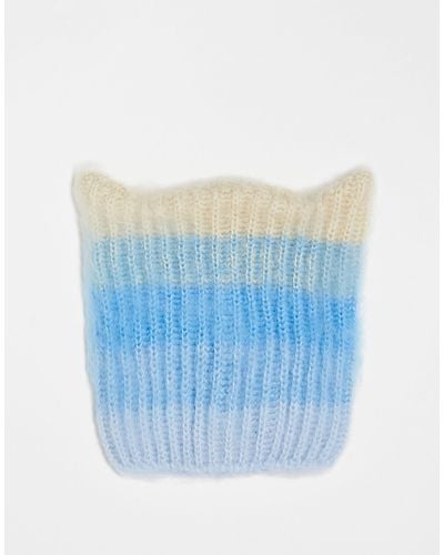 Collusion Unisex Knitted Beanie With Ears - Blue