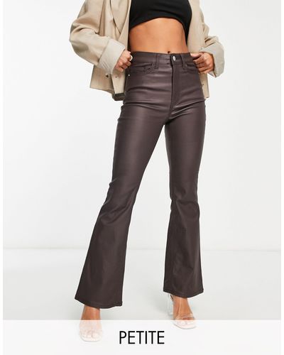 New Look Coated Flare Jeans - Brown