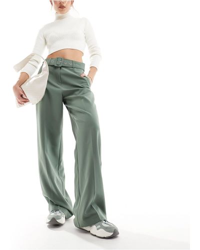 Vila Belted High Waist Tailored Trousers - White