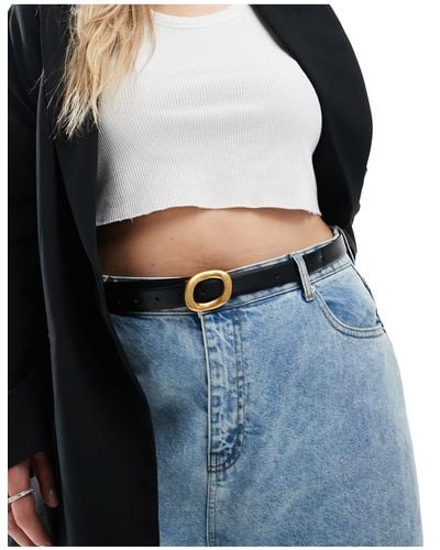 ASOS Curve Waist And Hip Jeans Belt With Oval Buckle Design - Blue