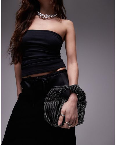 TOPSHOP Gila Embellished Net Grab Bag - Black