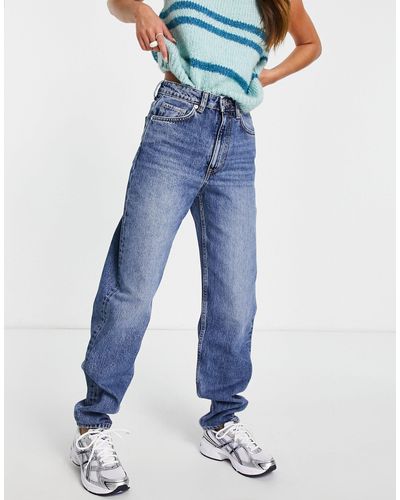 Weekday Lash - Mom Jeans Van Katoen Met Extra Hoge Taille - Blauw