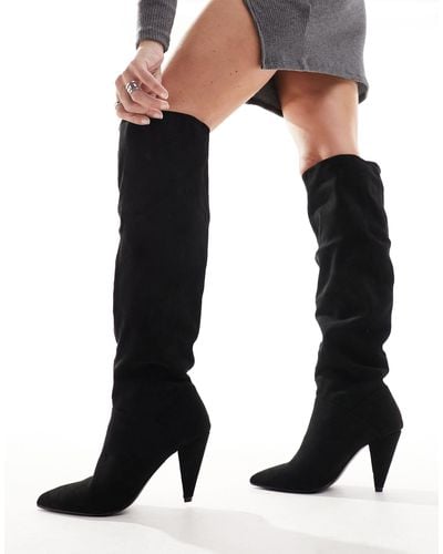 ASOS Clove Cone Heel Slouch Knee Boots - Black