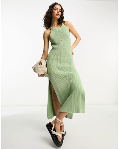 ASOS Knitted Halter Neck Midi Dress - Green