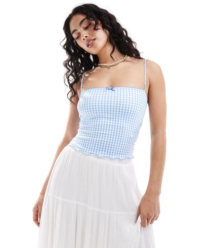 Bershka Strappy Straight Neck Cami Top - Blue