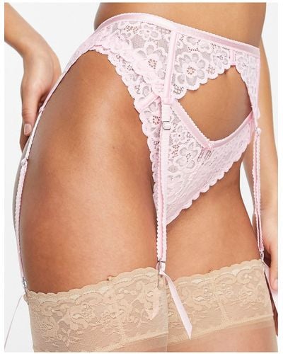 Lost Ink All Over Lace Suspender - Pink