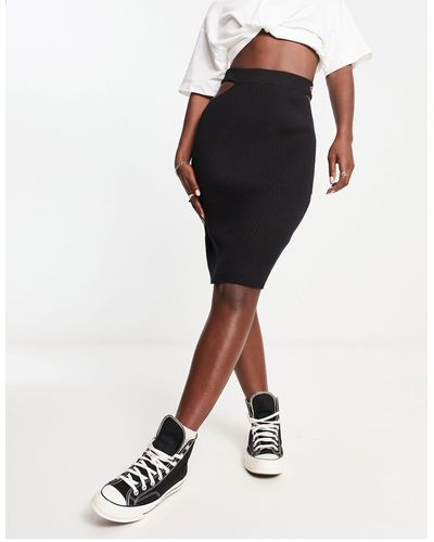 Calvin Klein Cut Out Waistband Knitted Skirt - Black