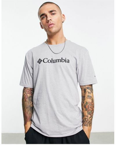 Columbia Csc - t-shirt basic grigia con logo - Bianco