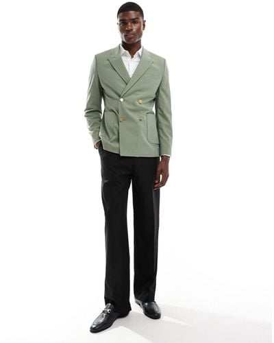 ASOS Wedding Skinny Blazer With Gold Buttons - Green