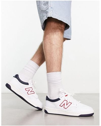 New Balance 480 - sneakers bianche e blu navy con dettaglio rosso