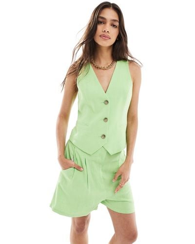 ASOS Waistcoat With Linen - Green