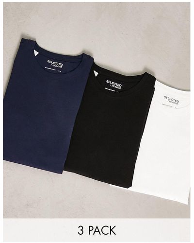 SELECTED 3 Pack T-shirt - Blue