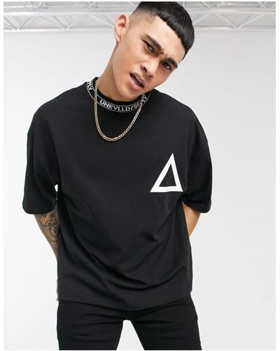ASOS Asos Unrvlld Spply Oversized T-shirt With Logo Collar - Black