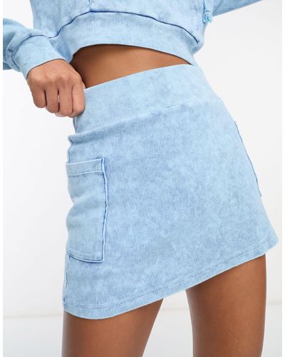 AsYou Washed Rib Mini Skirt Co-ord - Blue