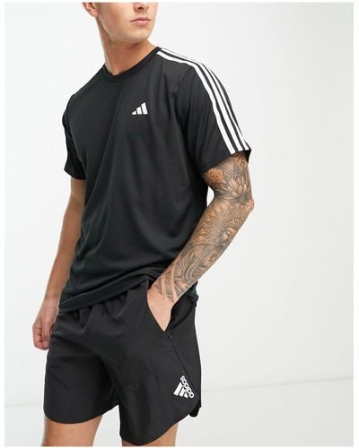 adidas Originals Adidas Training Essential 3 Stripe T-shirt - Black