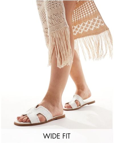 Raid Wide Fit Ginerva Flat Sandals - White