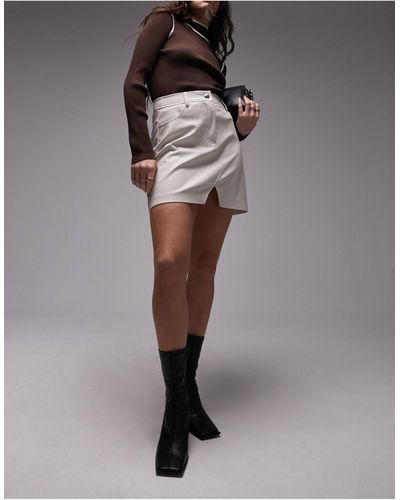 TOPSHOP Mini-jupe en jean imitation cuir - écru - Marron