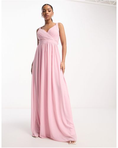 TFNC London Bridesmaid Lace Back Maxi Dress - Pink