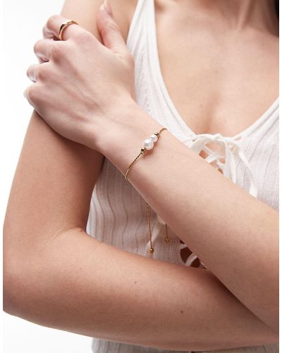 TOPSHOP Prin Stainless Steel Bracelet With Pearls - Brown