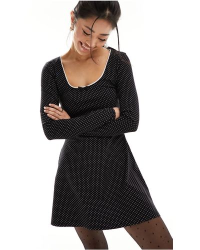 ASOS Polka Dot Mini Dress - Black