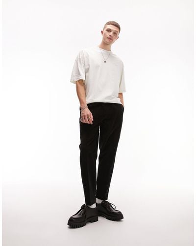 TOPMAN Tapered Cord Trousers - White