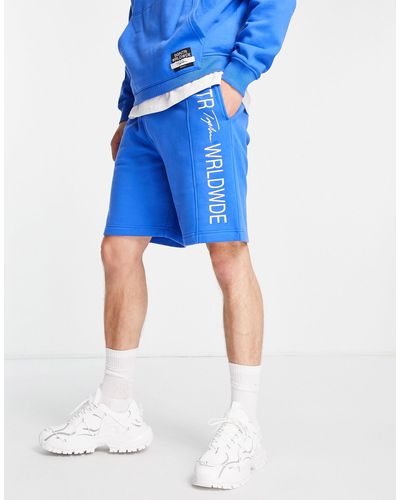 TOPMAN Oversized Signature Panel Shorts - Blue